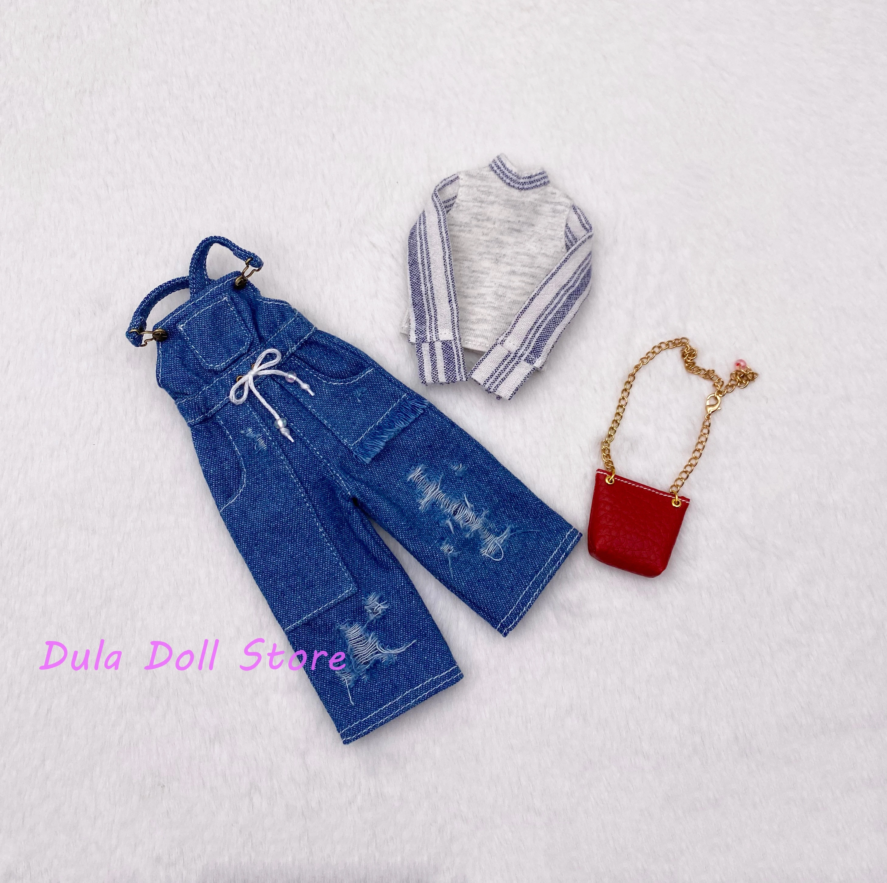 

2026 (Только один комплект) Комплект одежды для кукол: топ с рукавами и джинсы для кукол Blythe, Landoudou, Landazz, ob24, ob22.