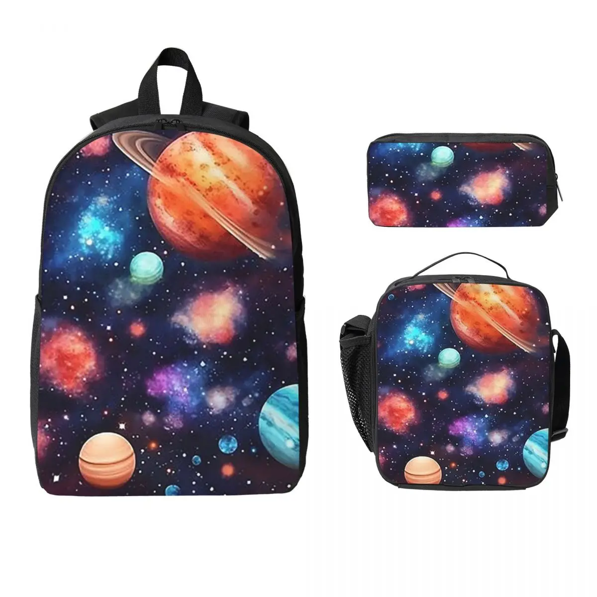 

Solar System Space Planets Universe Backpack BookBag School Bag Computer Shoulder Bags 3ps Insulated Lunch Bag Pencil Case