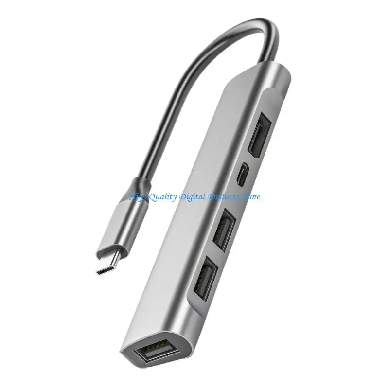 

U2JE 5 in 1 Multiport USB C Adapter With HDTV Output USB3.0 USB2.0 Type C Docking Station for Laptop Accessories