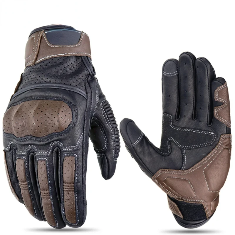 

Brown Vintage Leather Motorcycle Gloves Men CE Certification Motorbike Riding Motocross Moto Racing Biker Glove XXL