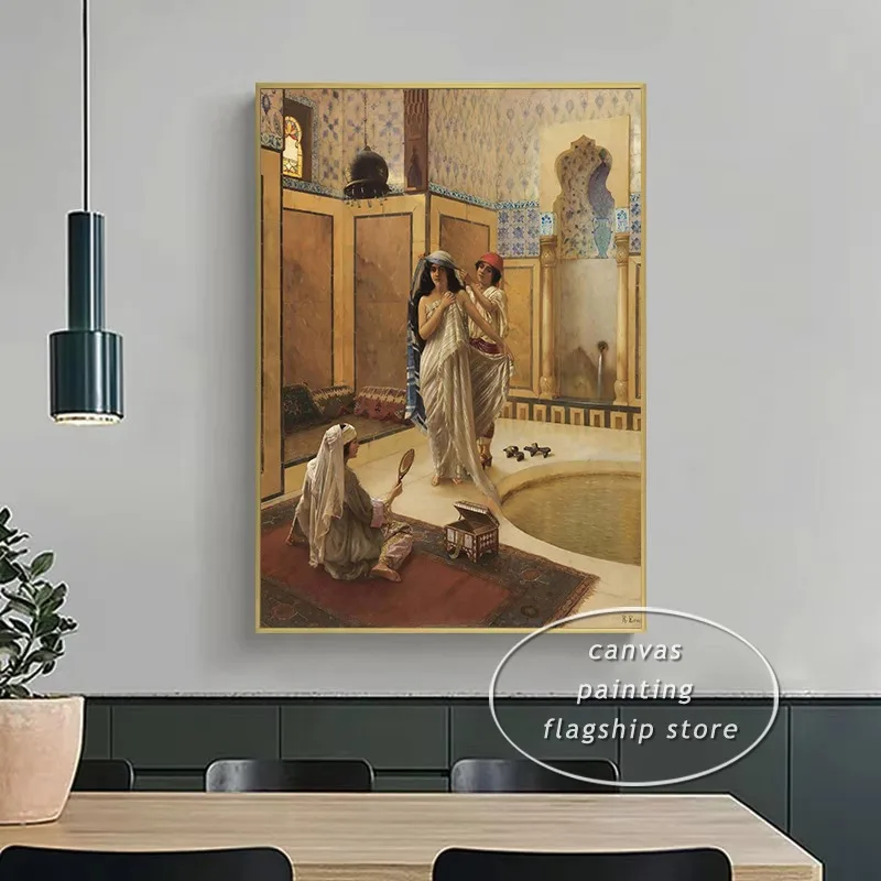 Middle Eastern Arabic Women Vintage Poster and Print Figure Canvas Painting Moroccan Retro Wall Art Picture for Room Home Decor
