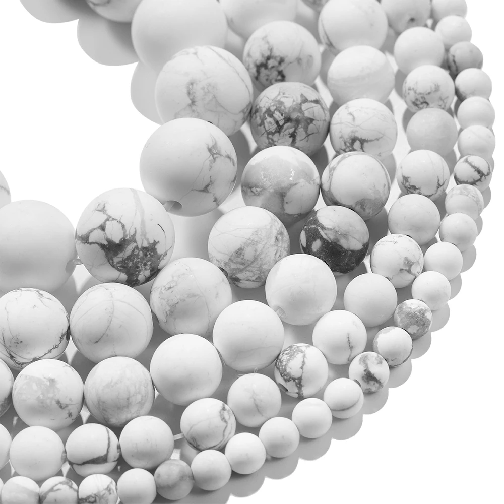 1 Strand 4 6 8 10 12MM Matte Natural White Stone Beads Loose Spacer Beads For DIY Jewelry Making Bracelet Necklace Accessories