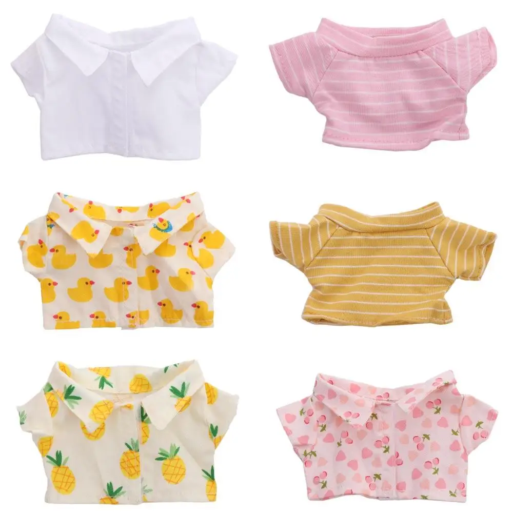Camiseta de manga corta a rayas para casa, ropa para muñeca de peluche, pantalones para muñeca blanco y negro, ropa para muñeca, camisa para muñeca