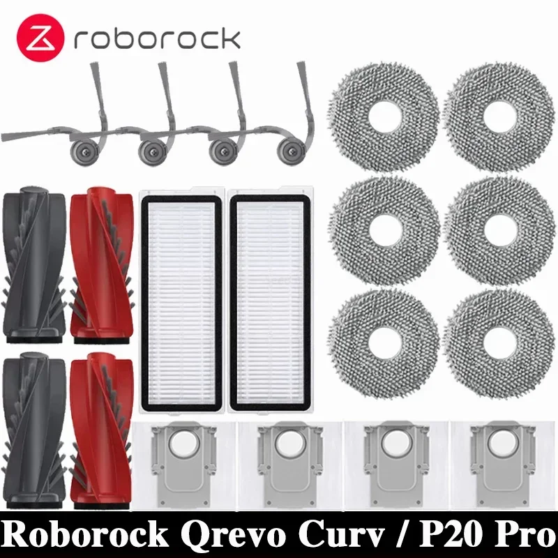 Roborock Qrevo Curv Robot Vacuum Cleaner Accessories Main Roller Side Brush Hepa Filter Mop Cloth Dust Bag Parts Replacement