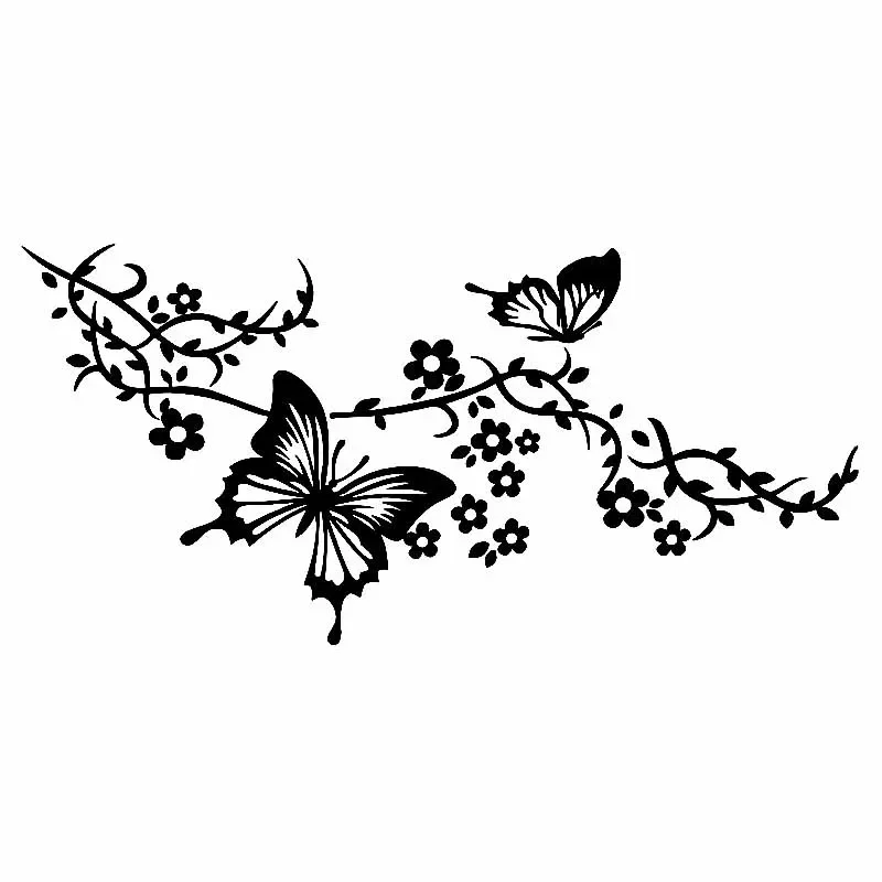 Nowy projekt i sztuka Kwiat Motyl Naklejka samochodowa Modna dekoracja okna samochodu Wodoodporna naklejka przeciwsłoneczna PVC, 15CM
