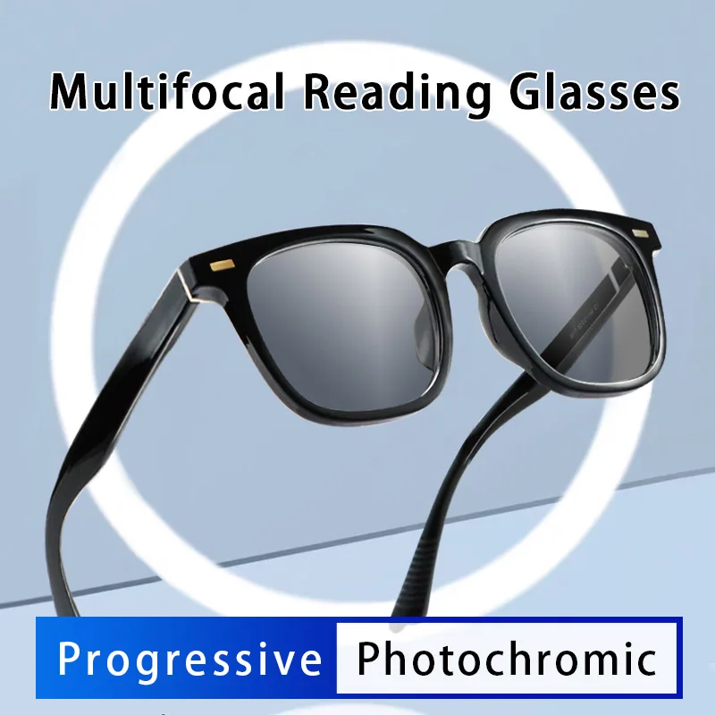 

Photochromic Gray Progressive Multifocus Reading Glasses for Men, Large Oversized Intelligent Progressive Multifocal Lenses