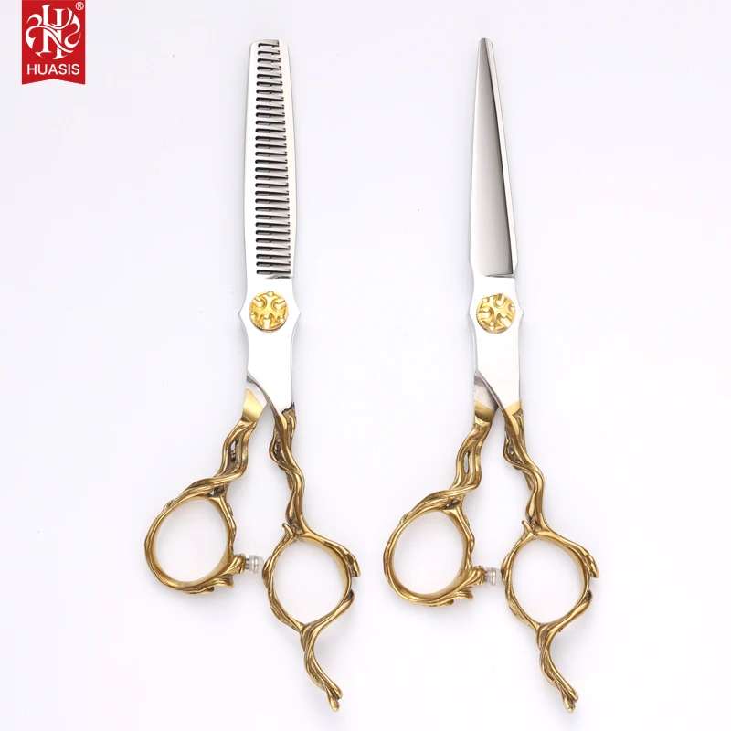 

HU60 HUASIS 6inch Hair Cutting Scissors and Thinning Scissors 440C Stainless Steel Good Quality Barber Salon Shears