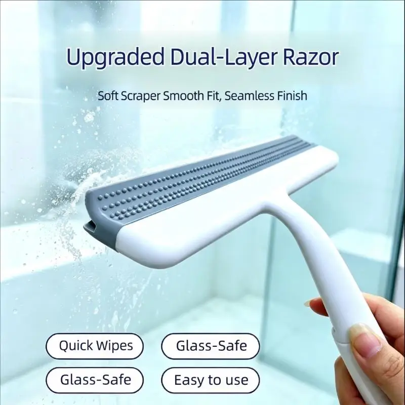 E8BD Glass Cleaning Squeegee with Wide Straight Wiping Head and Plastic Handheld Body for Water Removal on Home Panes, Mirrors
