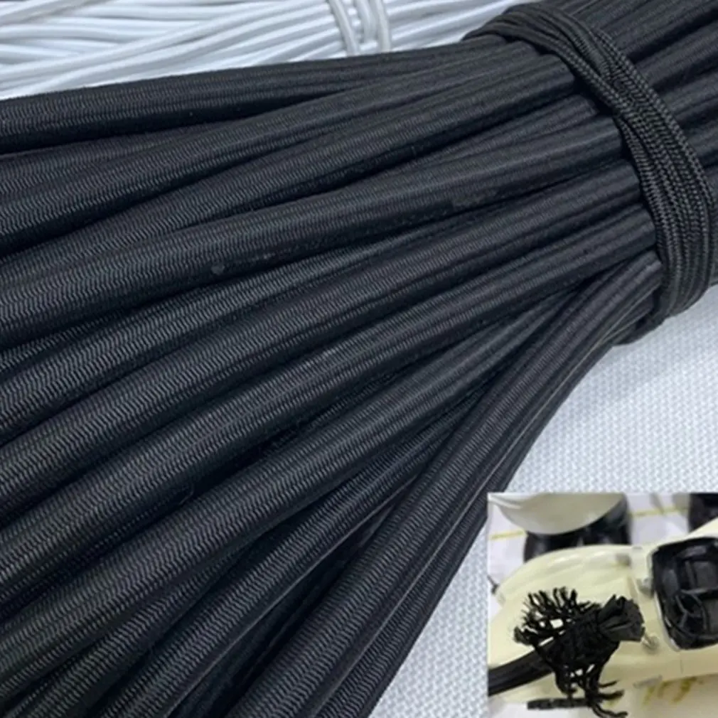 Hot 10 M Tent Poles Connection Rubber Band Elastic Pole Rope Heavy Stretch String Rope And Tie Down Trailer Strap Cord black 3MM