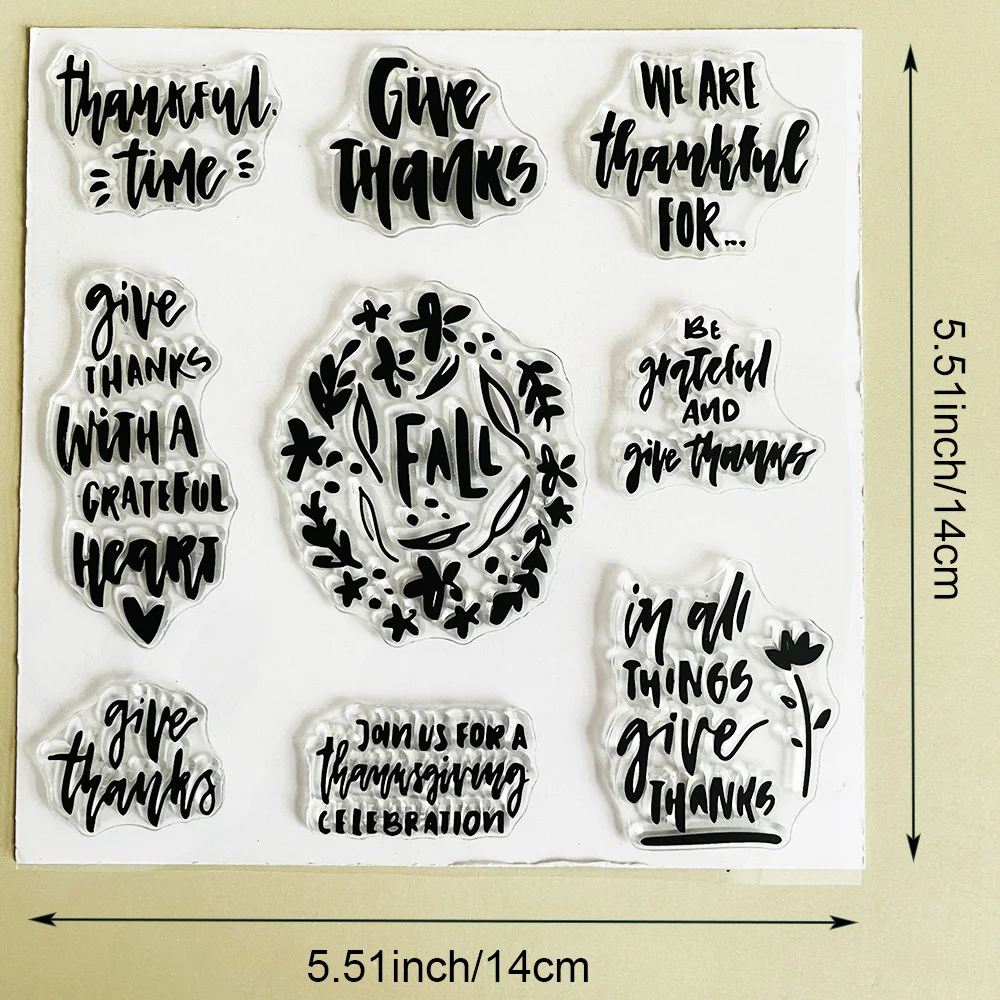 Thanksgiving Clear Silicone Stamps Fall Pumpkin Maple Leaf DIY Scrapbooking Card Making Album Paper Craft Holiday Decor