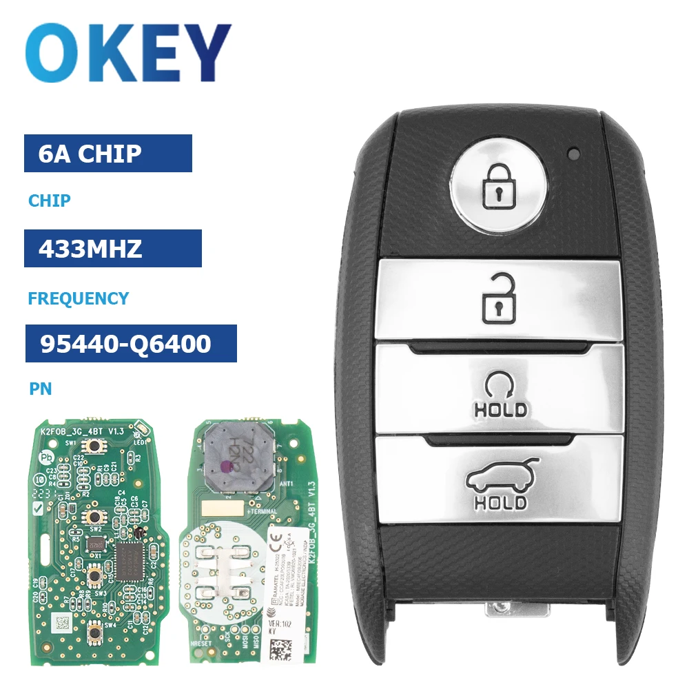 Okey Remote Car Key Original Proximity Card For KIA Carens Seltos Sonet 6A Chip 433MHz 95440-DY100/CC400/Q6400
