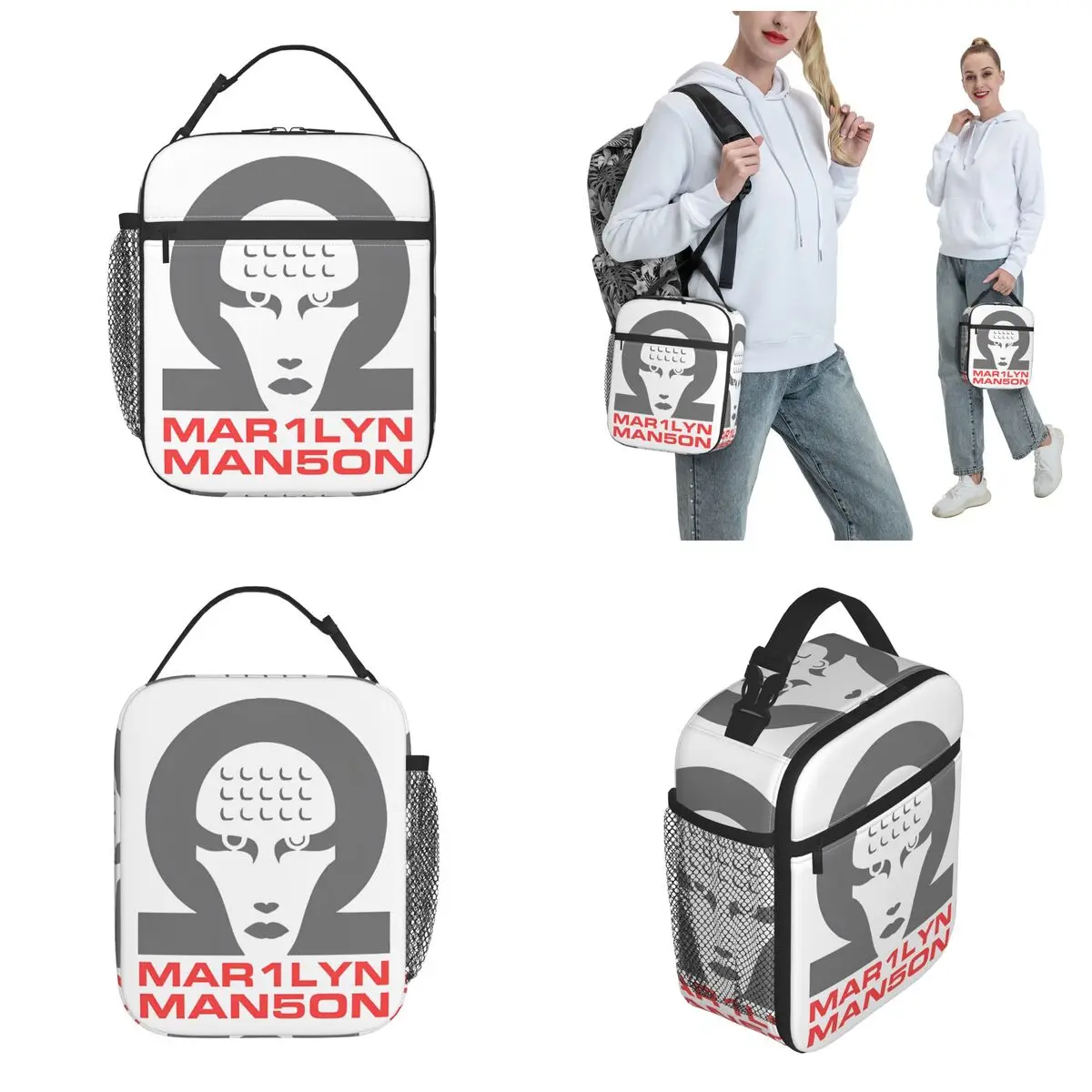 Marilyn Manson Gothic Singer Product Insulated Lunch Tote Bag For Picnic Food Storage Bag Portable Cooler Thermal Lunch Boxes