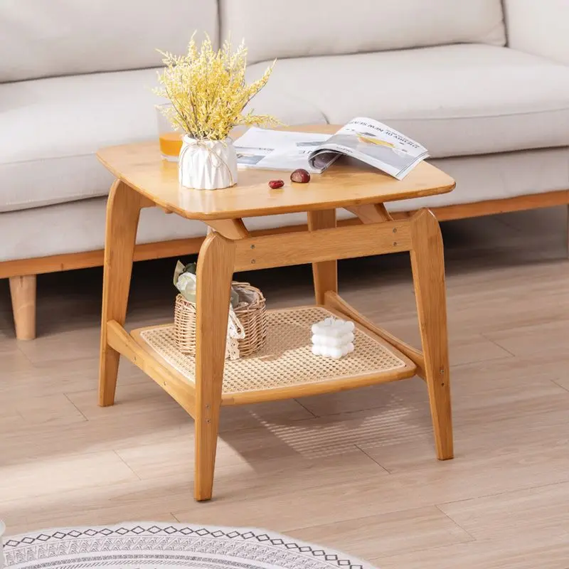 Simple coffee table, living room home, Japanese simple rattan small table, double side table