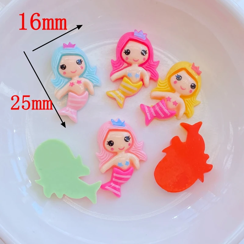20Pcs New Mini Cute Mermaid Series Flat back Resin Cabochons Scrapbooking DIY Jewelry Craft Decoration Accessorie