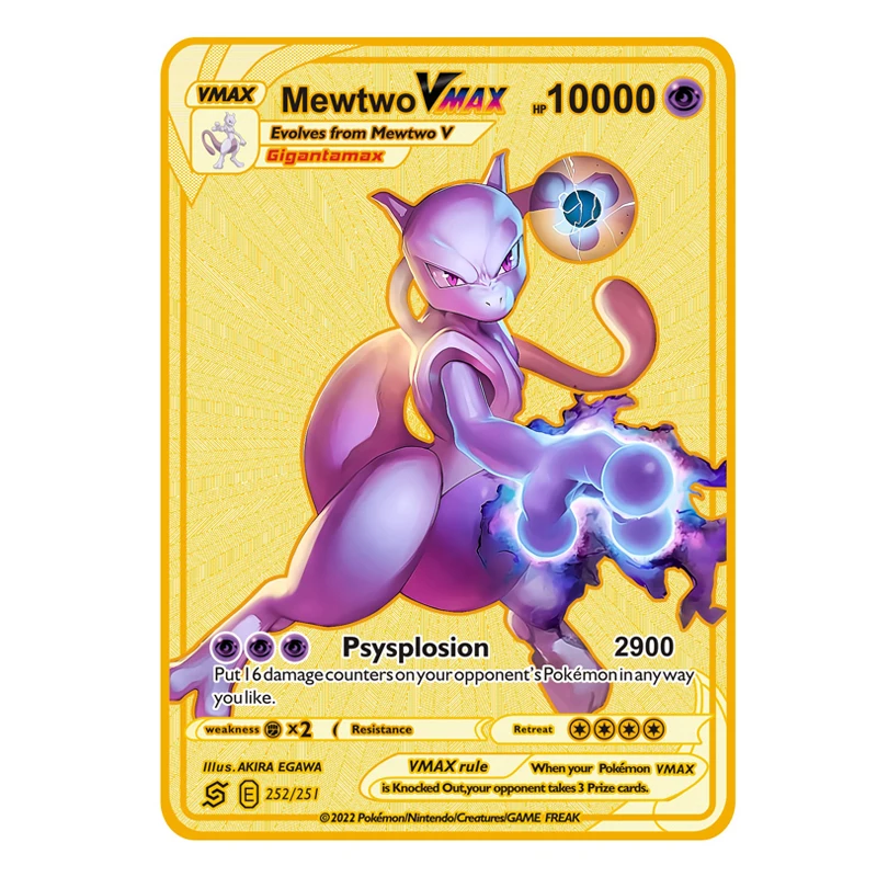 2026 NEUE Pokemon Metallkarte 10000 Punkte Arceus Glurak Superkarte Golden Englisch Mewtu Vmax GX EX Anime Sammelkarte Geschenk