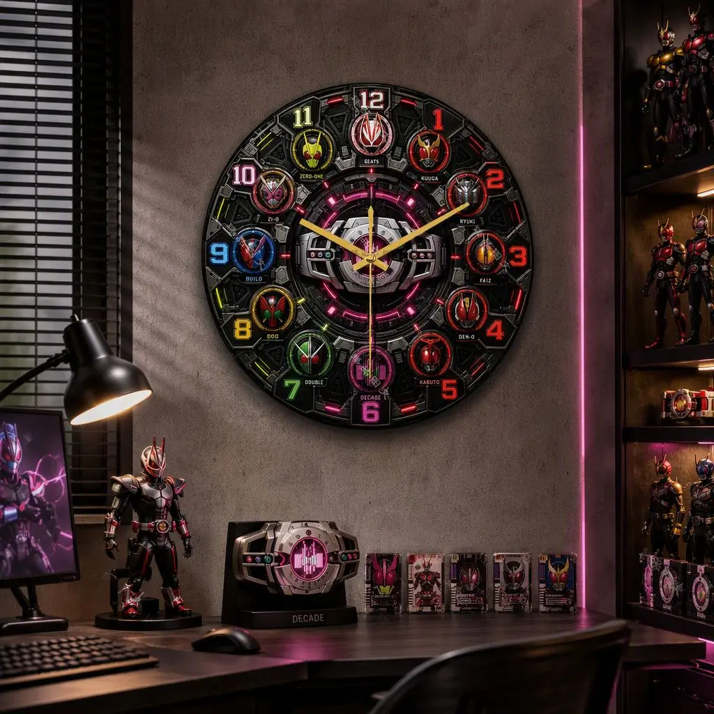 14Inch Diameter Kamen Rider Silent Wall Clocks, No Punching Animation Trend Decorative Quartz Clock