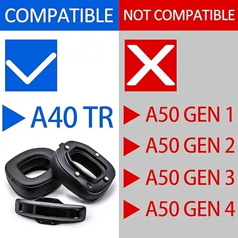 Imagen 2 del producto Fundas de repuesto para orejeras, cojines para diadema con hebilla de plástico, adecuadas para auriculares para juegos Logitech Astro A40 TR A40TR