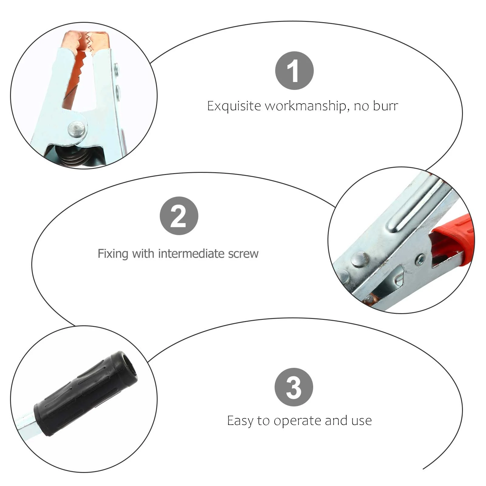 

4Pcs Copper Car Alligator Clamp Charging Clip Durable Safe Efficient Nonslip Handle Design Alligator Clamp