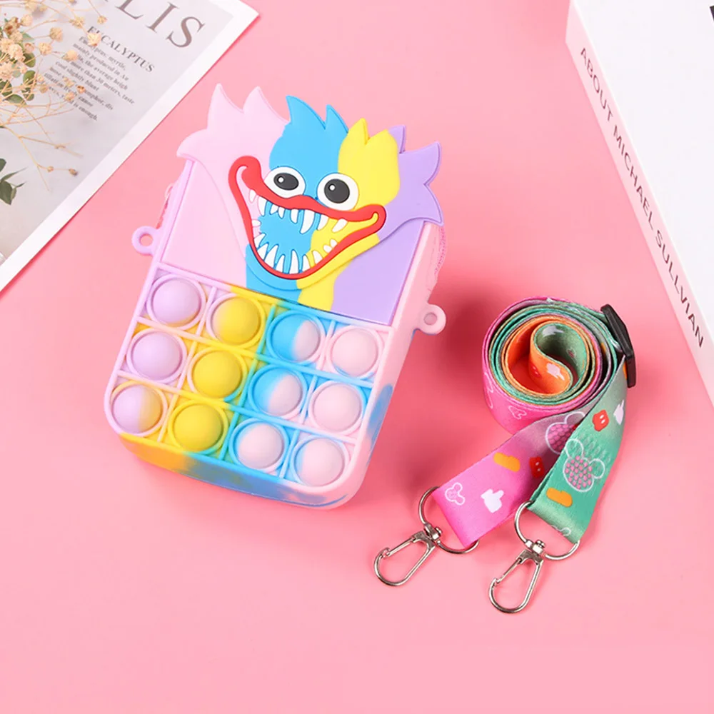 Popite Antistress Toys Pobbys Crossbody Bag Silicone Push Bubble Bag Reliver Autism Handbag Coin Pouch Purse for Kids Gifts