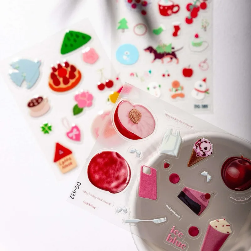 1 Sheet Fruit Pattern Jelly Sticker Cute Three-dimensional DIY Sticker for Ipad Mobile Phone Case Computer Sticker