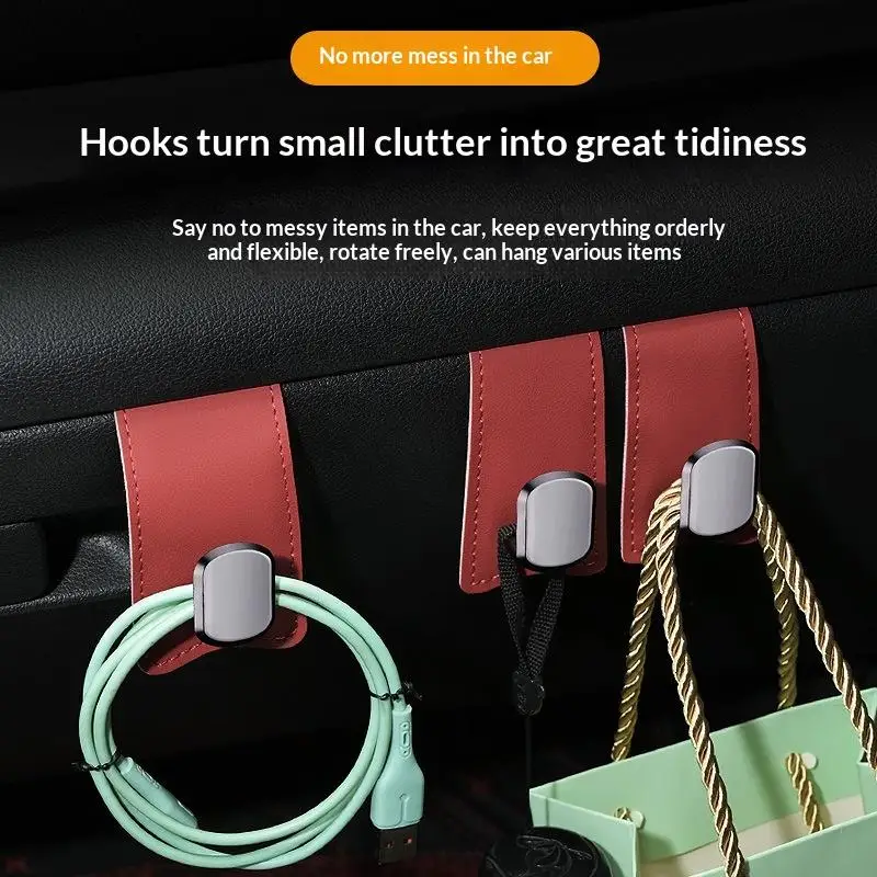 Car Glove Box Purse Hook Universal Hidden Car Hook PU Leather Hanging Hooks Interior Seat Back Hanger Hook Accessories