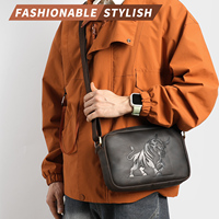 YATBEST Men's Crossbody Bag Embossed Large Capacity Multi Compartment Business Commuting Portable Fashionable Shoulder Bag