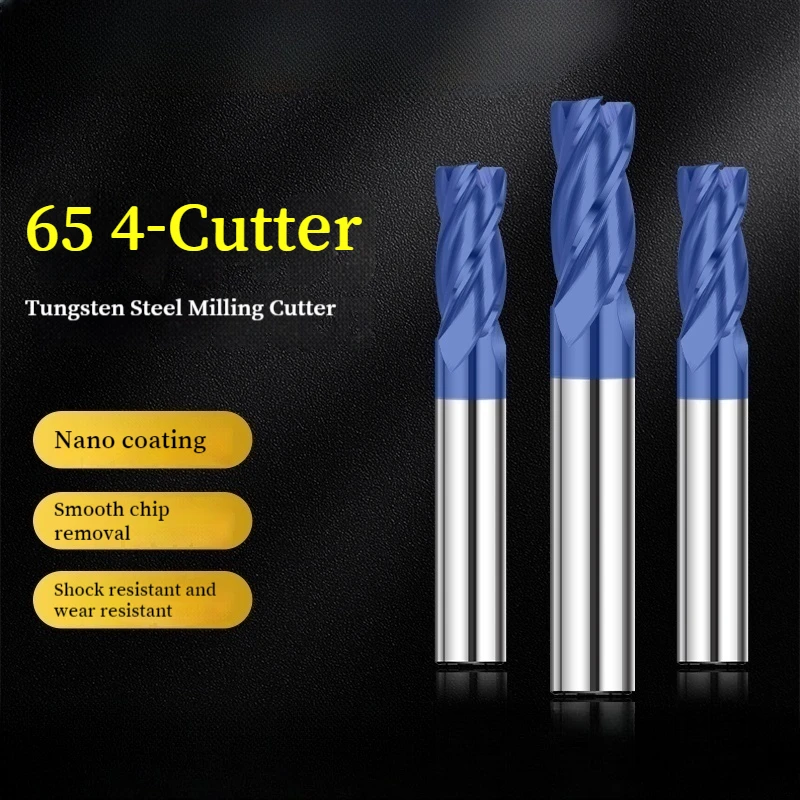 65HRC 4 Flute Carbide End Mill Cutter CNC Metal Steel Machining Tool Flat Square Router Bit 1234 6 7 8 9 12 20 Shank