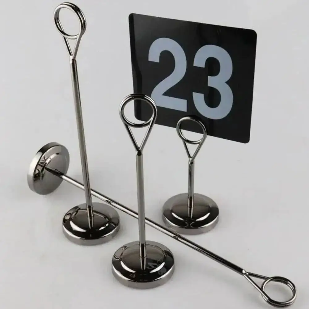 2pcs Stainless Steel Table Number Holder Place Card Holder Table Picture Holder Wire Photo Holder Clip Menu Memo Note Stand