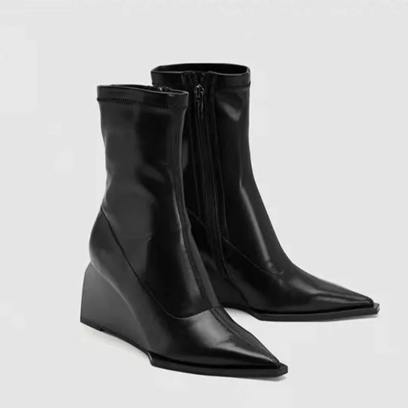 

8CM Women's Shoes New Exquisite Soft Leather Stretch Boots for Woman Elegant French High Heeled Boots Designer Shoes Botas Mujer