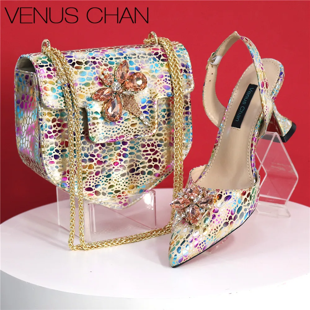 

2024 High-End Design Women's Classic Noble Shoes Matching Solid Bag Style Shoe Bags Big Diamond Decoration