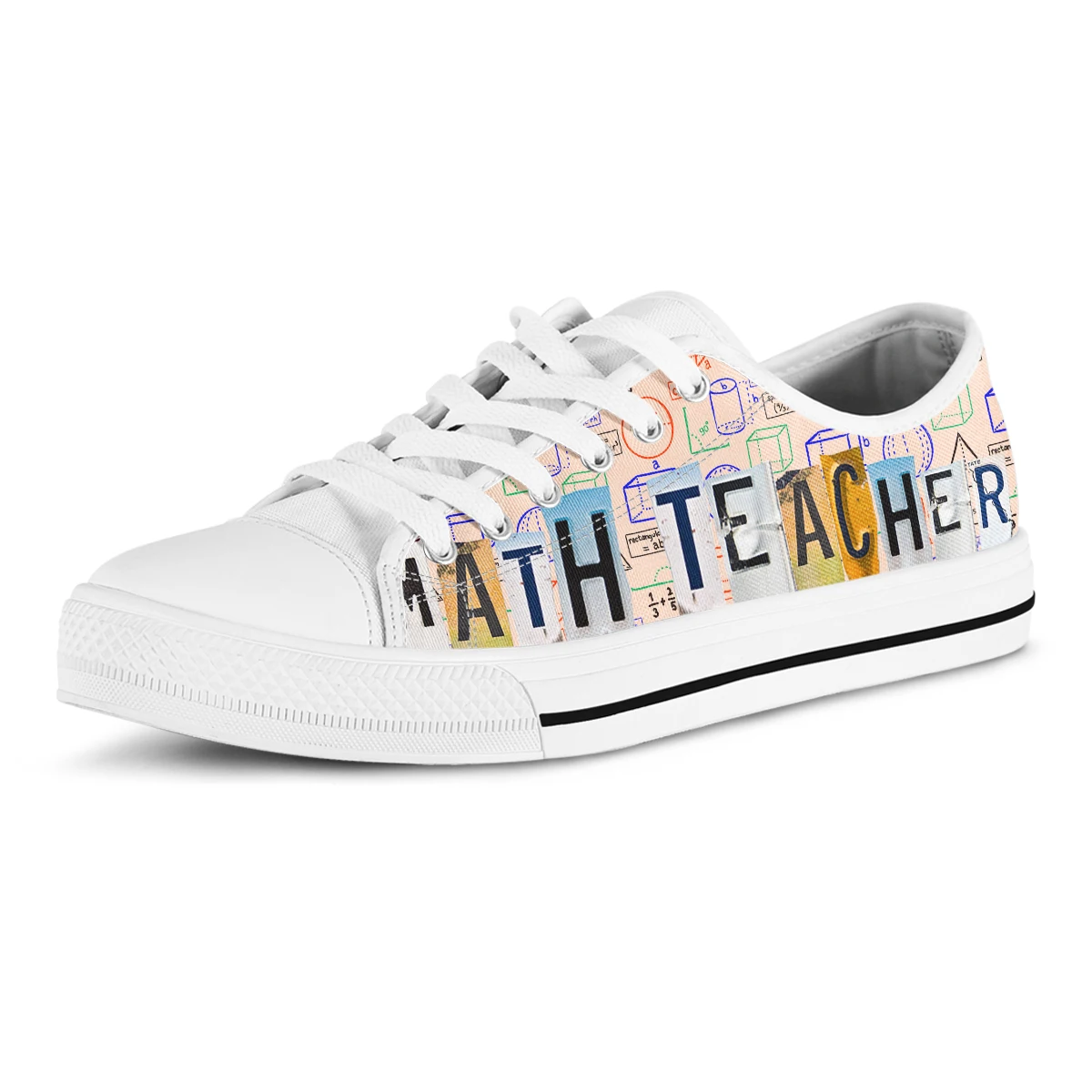 License Plate Math Teacher Women's Canvas Sneakers New Canvas Thick White Shoes Lace Up Sports Shoes Zapatillas De Mujer