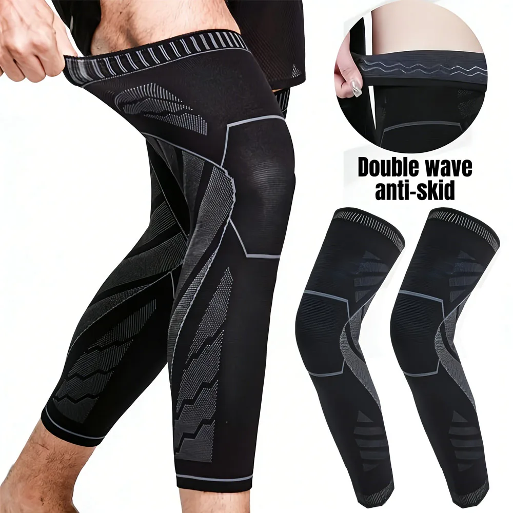 AliExpress NONE 1Pcs Compression Leg & Knee Braces with Non-Slip, Extended Full-Length Knee Sleeves for Running, Basketball, Cycling