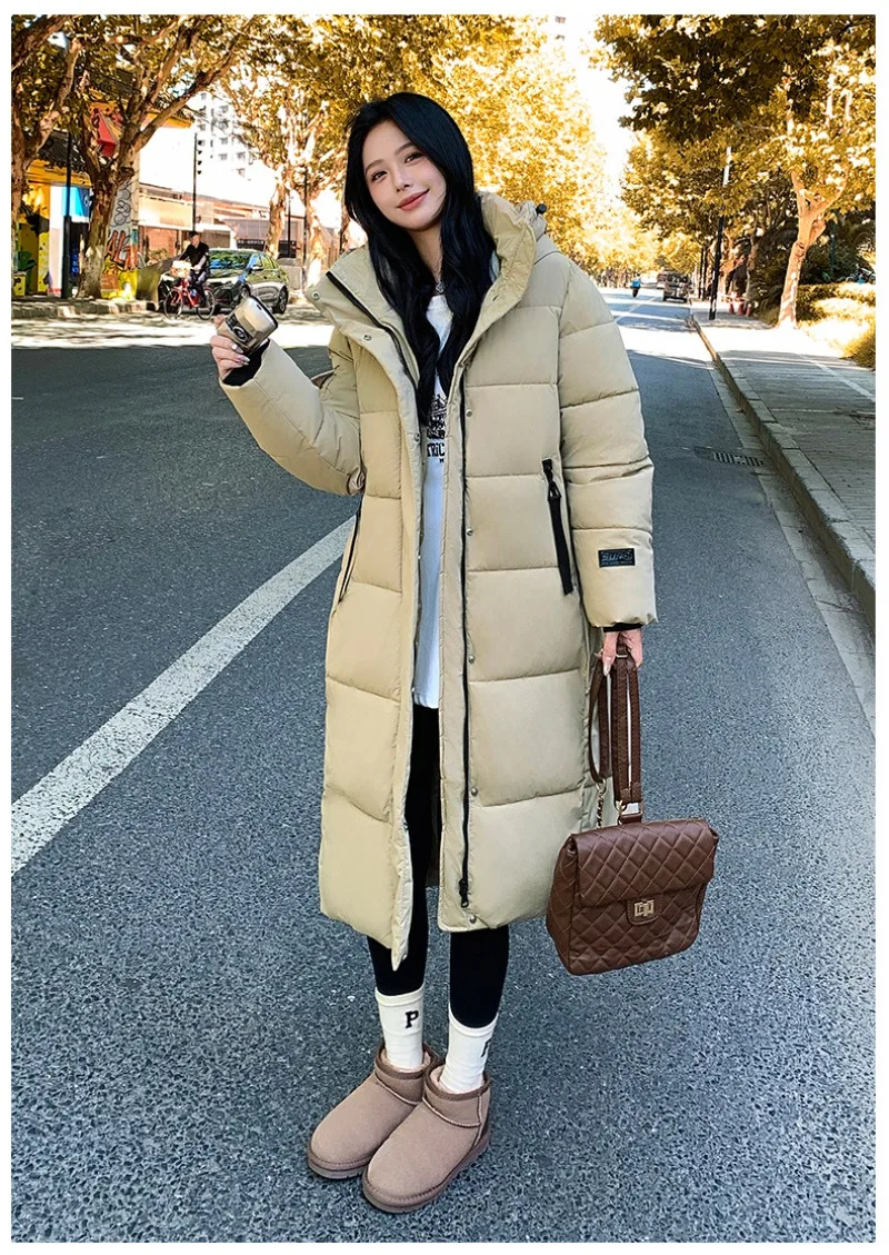 2026 Fashion Down Winter Cotton-padded Jacket Men Women Couple Clothes Long Parkas Thicken Warm Tops Hooded Overcoat Loose Coats