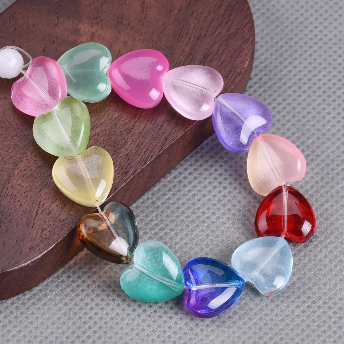 10pcs Heart Shape 12mm Coated Lampwork Glass Loose Beads For Jewelry Making DIY Crafts Findings