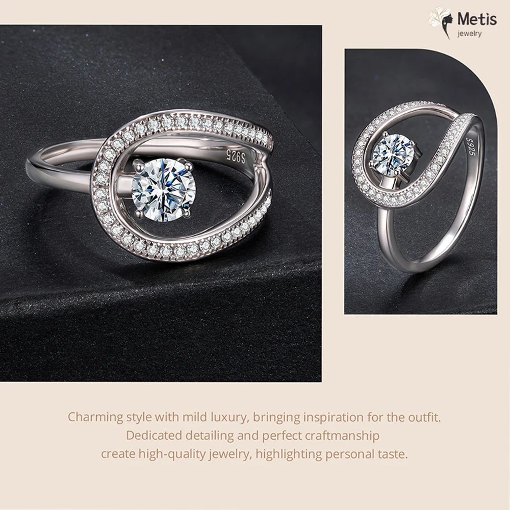 Moissanite Infinity Ring 0.5ct 925 Silver D Color VVS1 Round Cut Band GRA Certified Wedding Engagement Promise Gift for Her