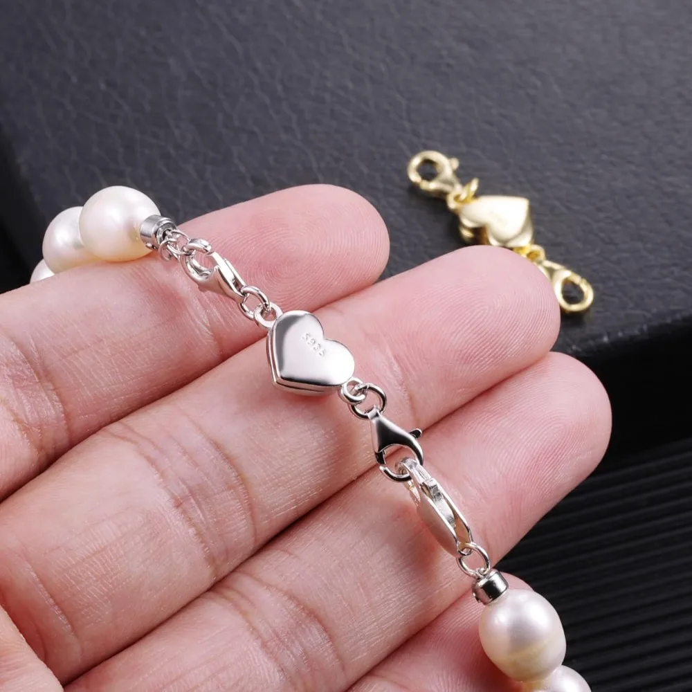 925 Sterling Silver Heart Magnetic Jewelry Clasps Magnetic Necklace Clasps and Closures Sterling Silver Double Bracelet Necklace