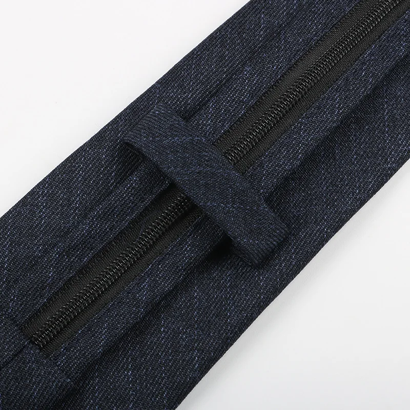 Men\\\\\\\'s Pre-Tied Zipper Necktie in Classic Striped Pattern for Formal Wear Wedding Business Cotton Tie Black Blue 45x8cm