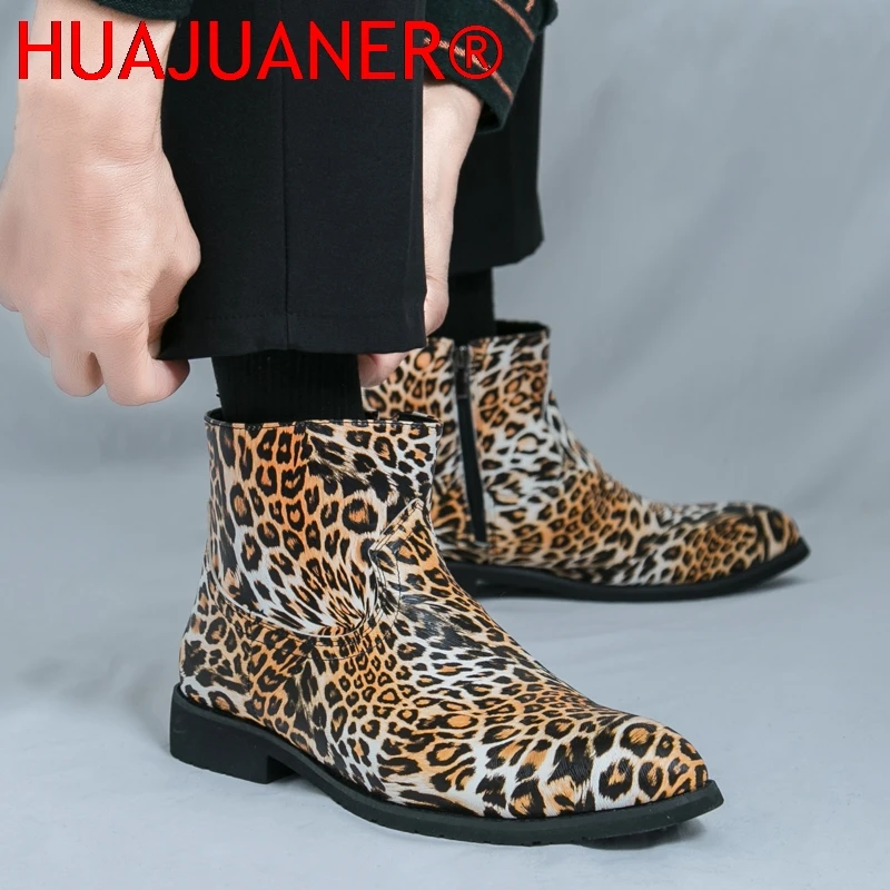 

Autumn New Men Senior Fashion Non Slip Chelsea Boots Zip High Top Leather Pointed Boots Brand Trends Comfort Male Ankle Footwear