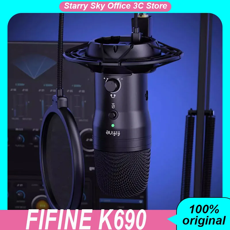 FIFINE K690 Professional Microphones Game Singing Live Streaming Noise Reduction Hifi Sound Quality Custom Desktop Microphone