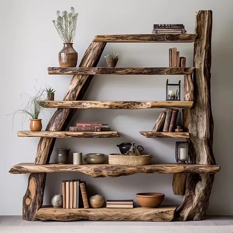 Wabi Sand Wind Fragrant Camphor Wood Bogu Rack Floor Shelf New Chinese Retro All Solid Wood Ornament