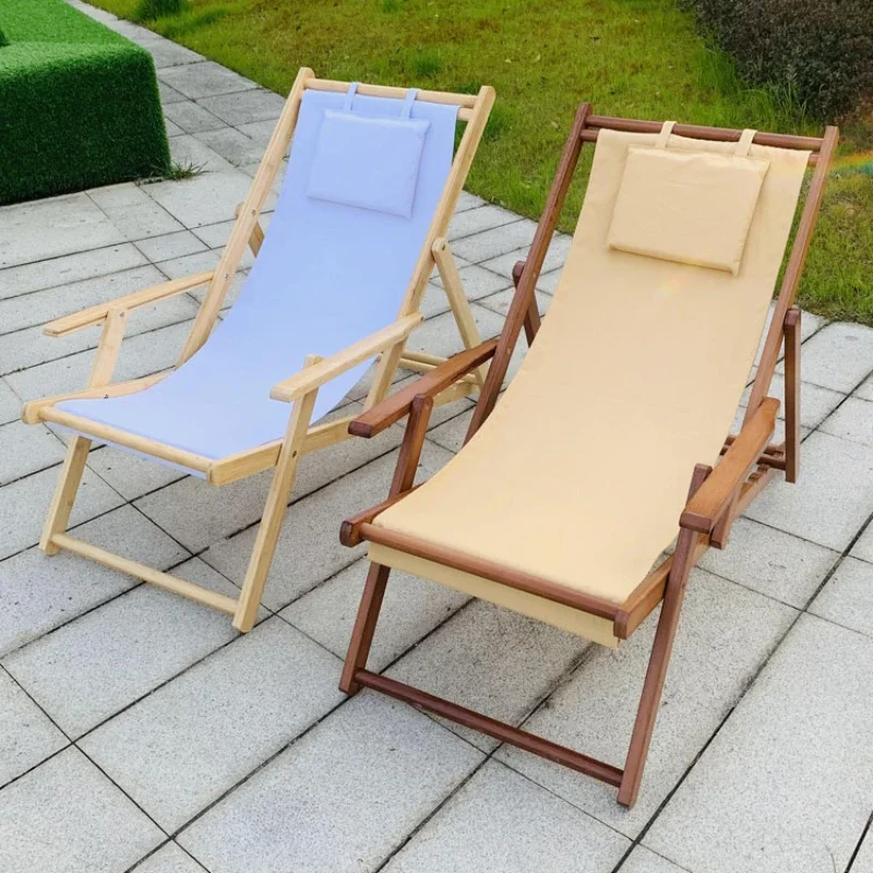 Handrail Wood Beach Chairs Recliner Balcony Home Folding Beach Chairs Portable Fishing Silla Plegable Outdoor Furniture QF50OC