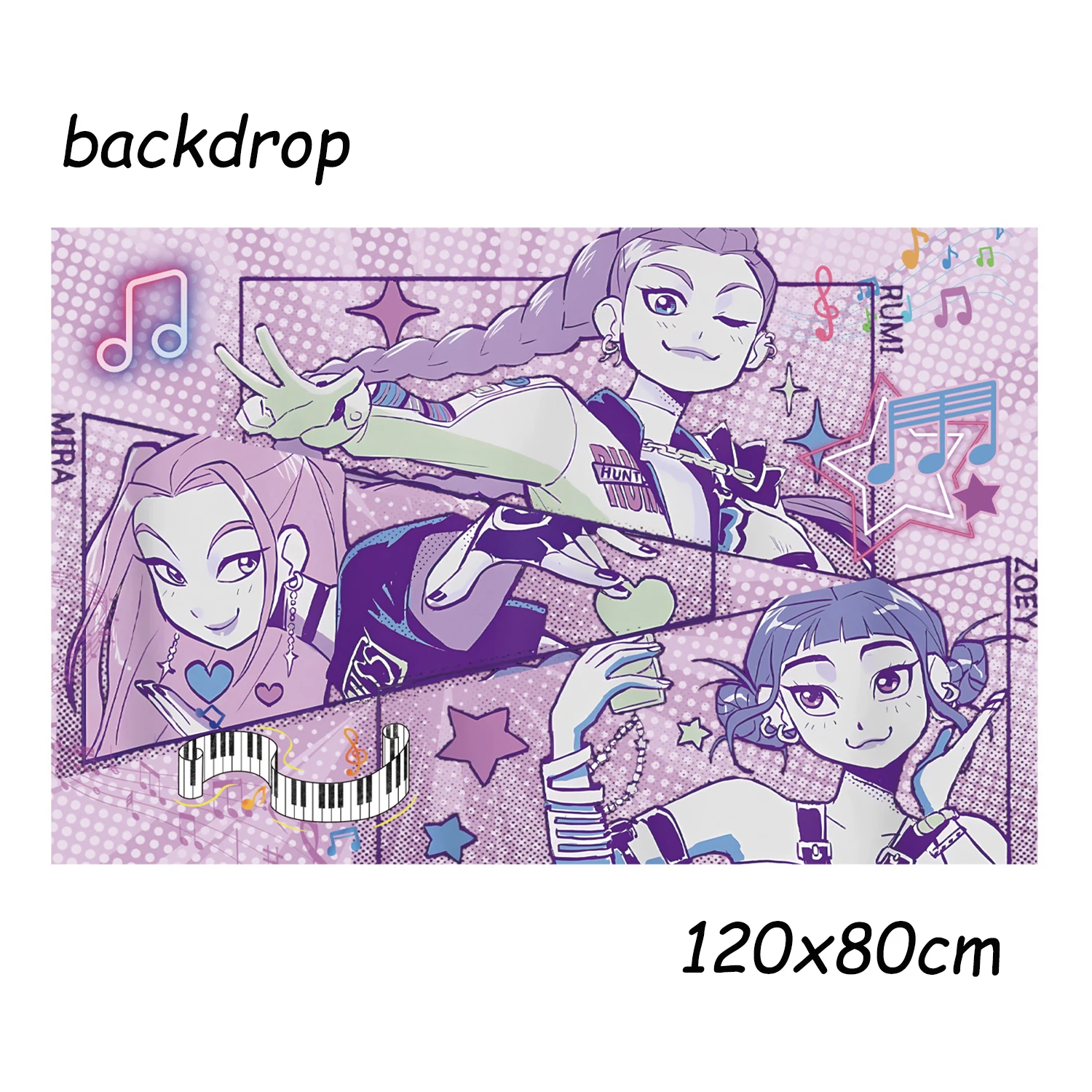 케이팝 데몬 헌터즈 손그림 테마 생일 파티 장식 케이크 토퍼 풍선 배너 배경 소녀 베이비 샤워 용품