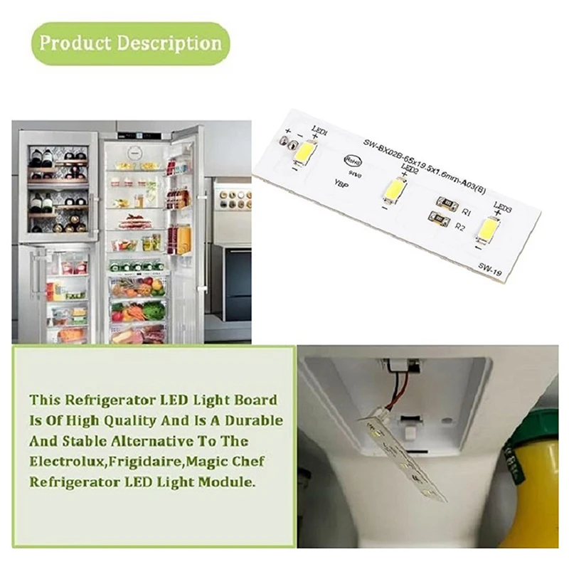 1pc LED Light Strip SW-BX02B 12V Refrigeration Light LED Light Board Light Strip For Refrigerator Home Replacement Repair Parts