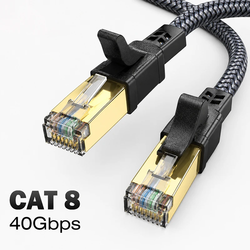 CAT8 Network Cable Internet Network Lan Patch Cord Nylon Braided Ethernet Cable For Internet Router Server RJ45 Patch Cable Cord