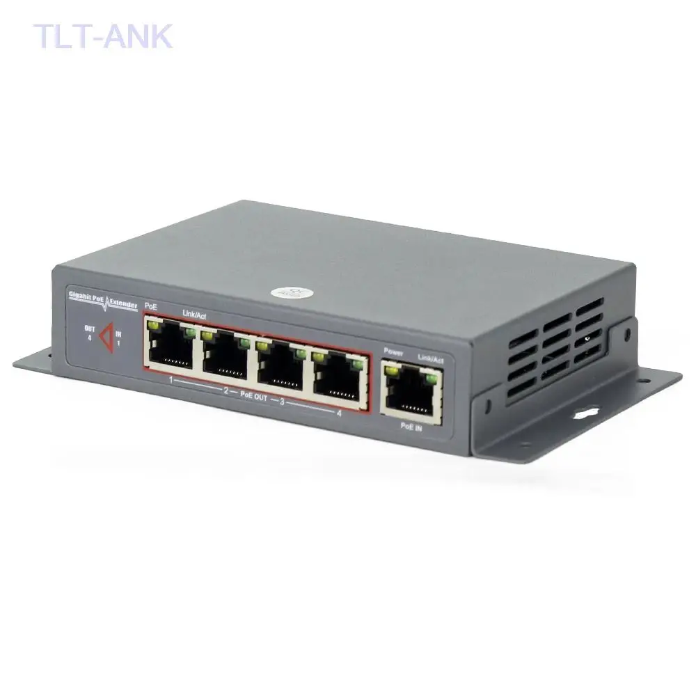 60W 4 Poort Poe Extender Gigabit Power Over Ethernet Switch