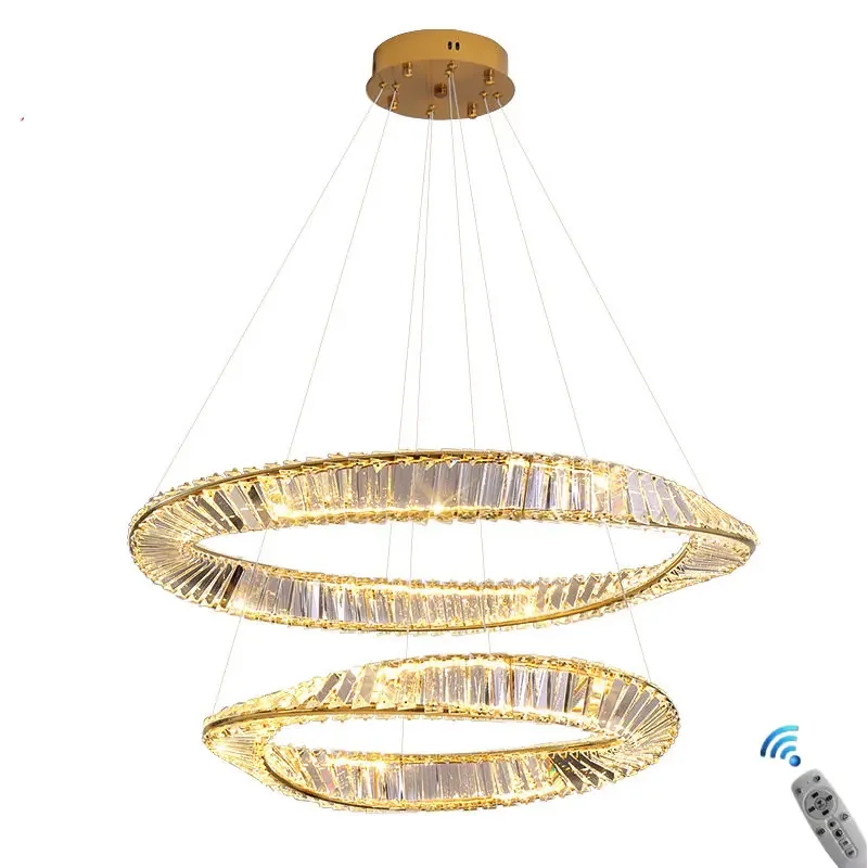 Imagem -02 - Luxo Crystal Chandeliers Ring Lâmpada Pingente Led para Sala de Jantar Indoor Home Hanging Light Cozinha e Decoração de Estar