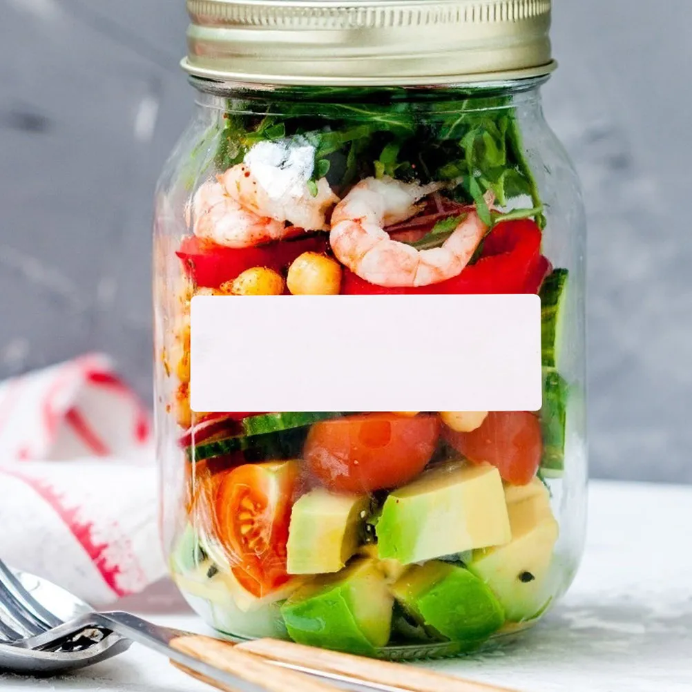 

2 Rolls Blank Food Label Stickers Write on Freezer Fridge Labels Removable Waterproof Tear Resistant for Containers Jars Bottles