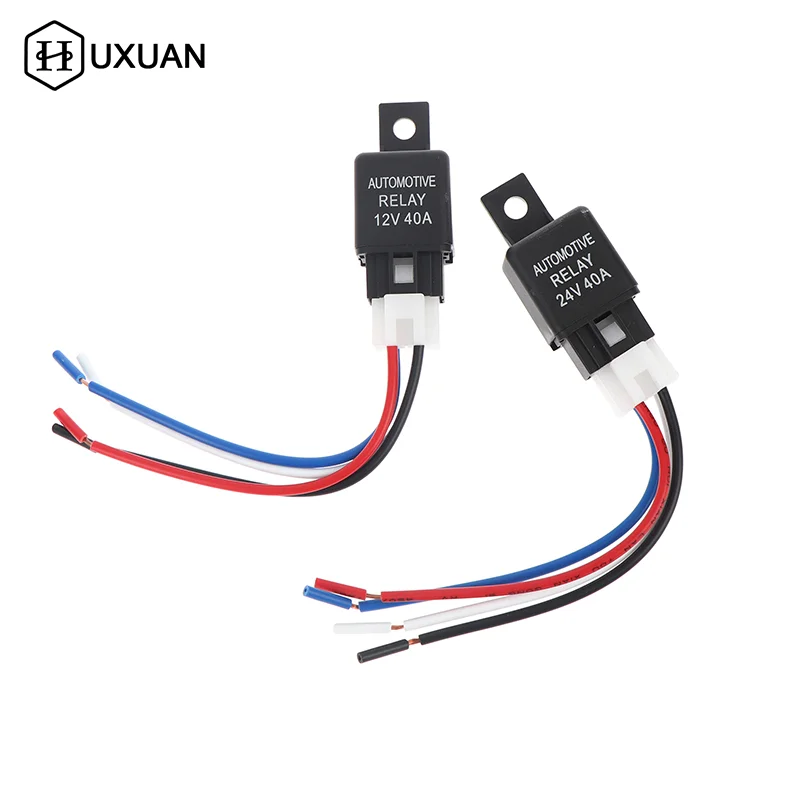 SPST Relay 4 Pin 40A Car Automotive Relay 12V 24V for Strobe Light Installation Kit for Trucks Motorcycles SUVs