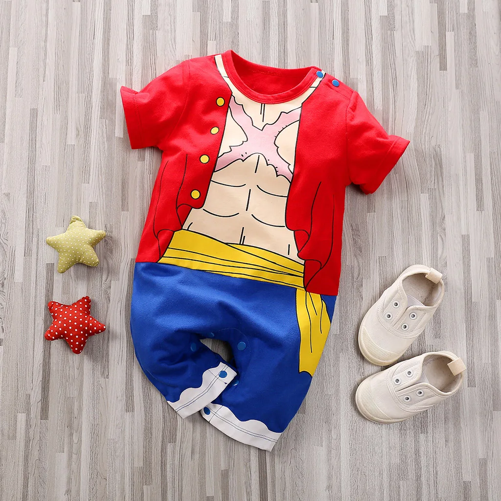 Newborn Clothing Handsome Anime Role Play Cotton Comfortable And Soft Summer Boys And Girls 0-18m Short Sleeved Baby Bodysuit