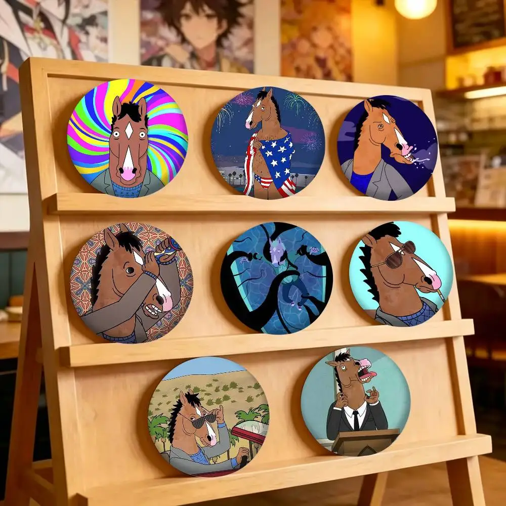 Classic Cartoon B-BoJack H-Horsemans 25 32 44 58 75mm Badges Personalized Round Brooches Pins Accessory Gift